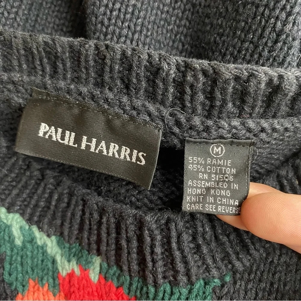 Vintage Paul Harris Ramie Cotton Floral Knit Crew Neck Sweater M Cottagecore - Picture 3 of 16
